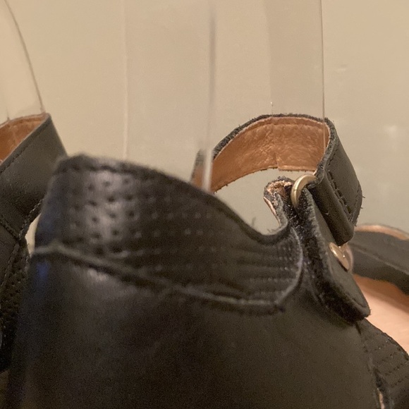 Pikolinos Black Stacked Heel Peep Toe Shoes - Picture 9 of 14